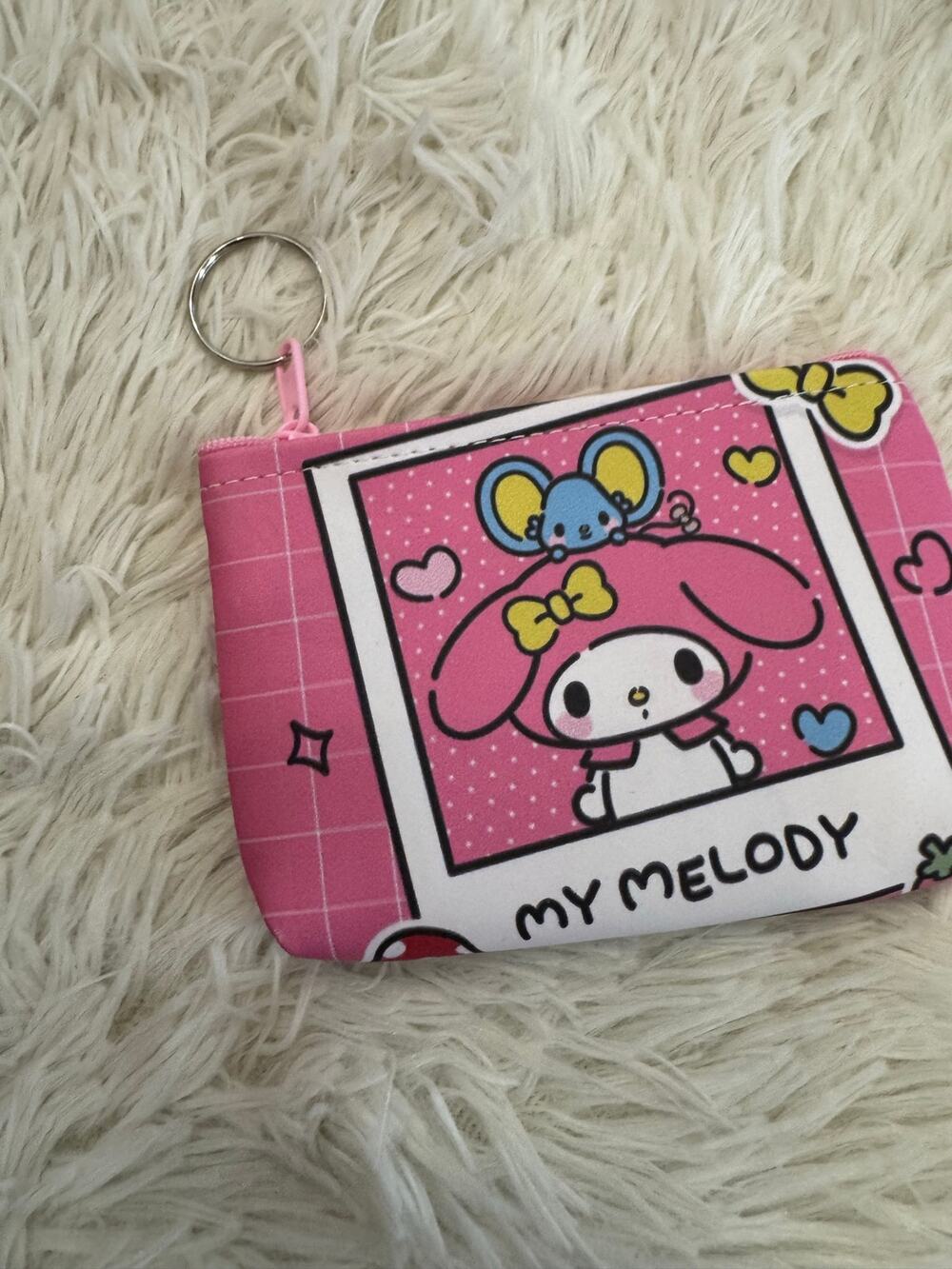 Sanrio My Melody Small coin purse pink zipper keychain